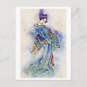 Carte Postale Geisha Vintage Hokusai art japonais traditionnel
