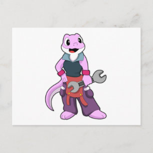 Carte Postale Geko comme Mécanique avec clé