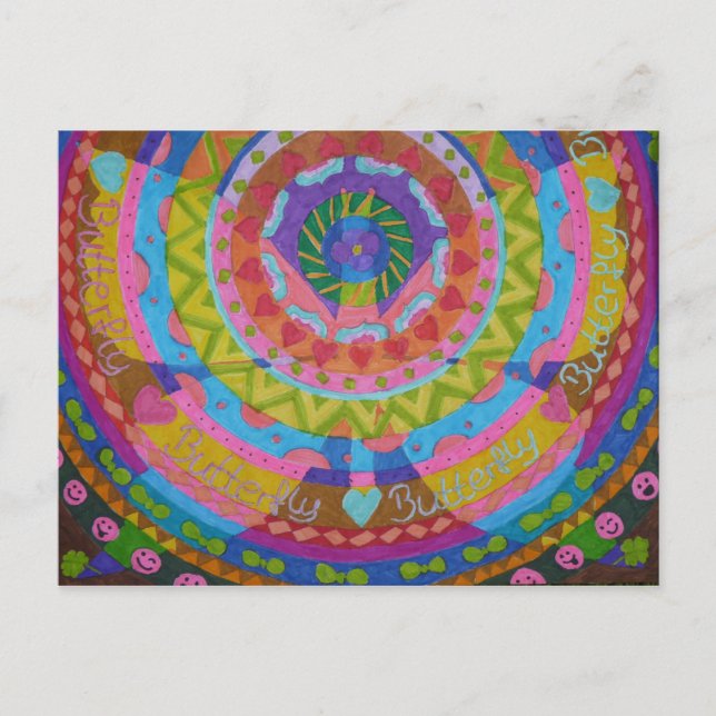 Carte Postale gemalter Schmetterling mit Hintergrund (Devant)