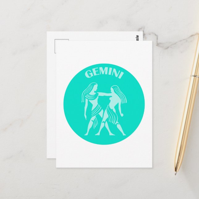 Carte Postale Gémeaux, Signe du zodiaque, Horoscope, Astrologie (Devant/Arrière en situation)