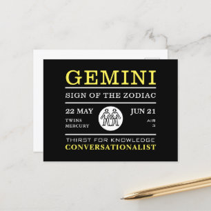 Carte Postale Gemini Sign of the Zodiac, astrologie