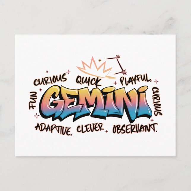 Carte Postale Gemini Zodiac  Graffiti  (Devant)