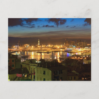 Carte Postale Gênes et le port en soirée