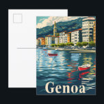 Carte Postale Gênes Italie Vintage Retro Voyage Illustration<br><div class="desc">Gênes Italie Vintage Retro Voyage Illustration</div>