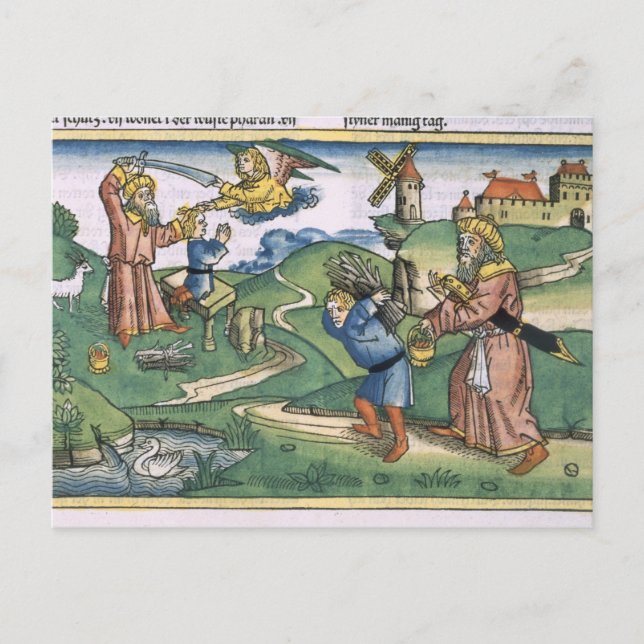 Carte Postale Genèse 21 1-14 Offre d'Abraham à Isaac, en (Devant)