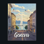 Carte Postale Geneva Street Suisse Travel Jet d'eau Sunset<br><div class="desc">Genève, nichée le long des rives du lac Léman et entourée par les Alpes et le Jura, est l'une des villes les plus pittoresques de Suisse. Connu comme un pôle mondial de la diplomatie, il abrite de nombreuses organisations internationales, dont les Nations Unies et la Croix-Rouge. La ville mêle harmonieusement...</div>