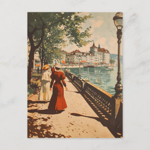 Carte Postale Genève Lakeside Vintage