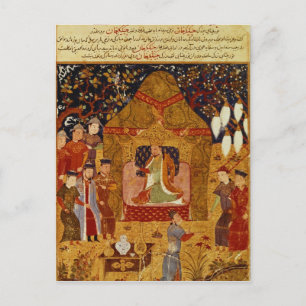 Carte Postale Genghis Khan dans sa tente par Rashid al-Din
