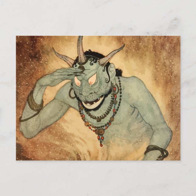 Carte Postale Génie des nuits arabes par Edmund Dulac (Devant)