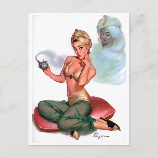Carte Postale Genie Pin Up (Devant)
