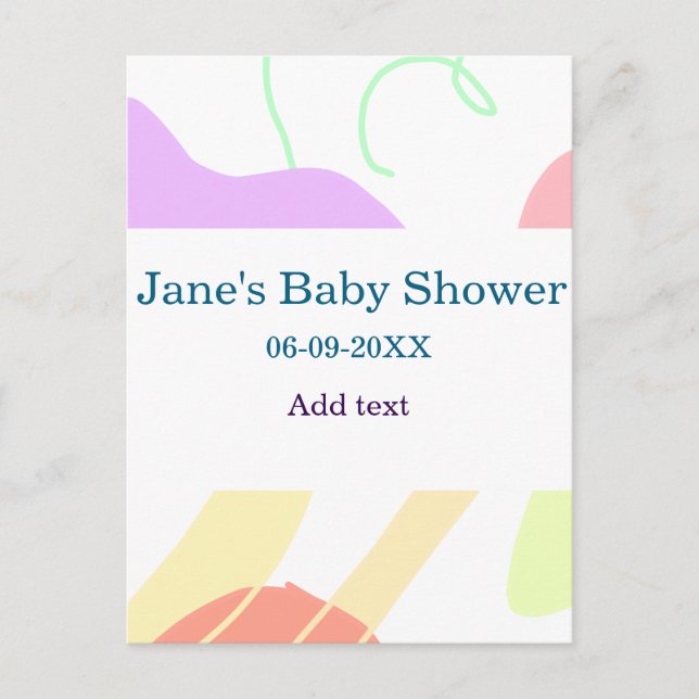 Carte Postale Genre neutre formes abstraites nom du baby shower (Devant)