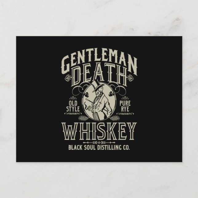Carte Postale Gentleman Death Old Style Pure Rye Whiskey (Devant)