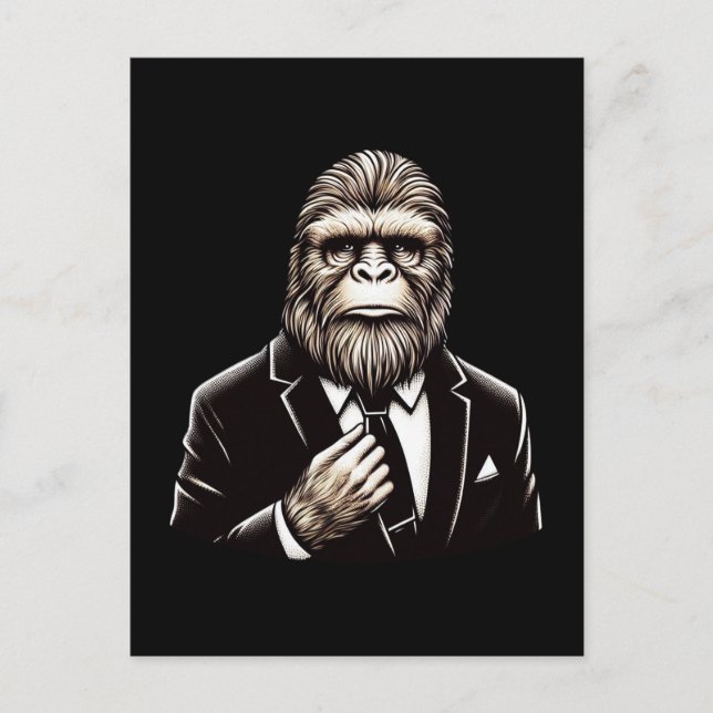 Carte Postale Gentleman Sasquatch - Funny Bigfoot (Devant)