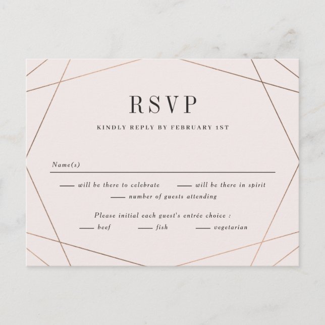 Carte Postale Geo Frame Wedding RSVP Réponse Card (Devant)