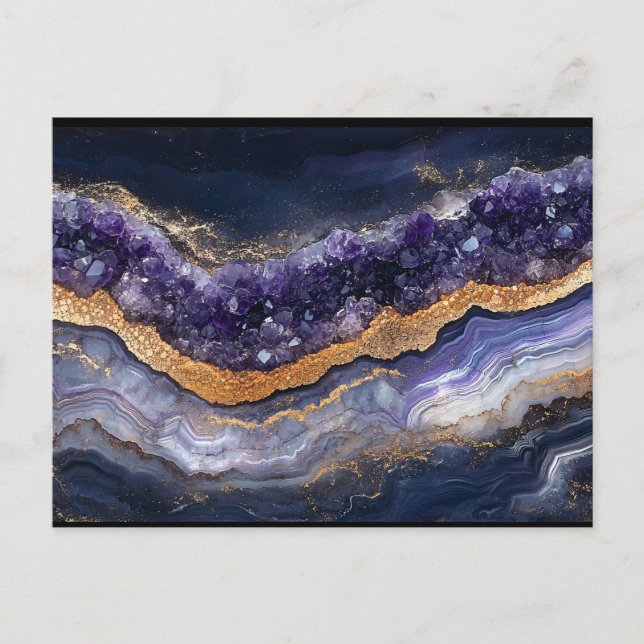 Carte Postale Géode stratifié violet et or (Devant)