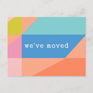 Carte Postale Géométrie couleur vive Nous avons déplacé une nouv