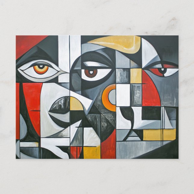 Carte Postale Géométrie de visage moderne cubiste (Devant)