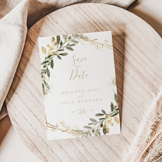 Carte Postale Géométrie dorée Feuillage d'automne Enregistrer la (Créateur téléchargé)