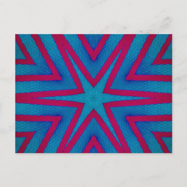 Carte Postale Géométrie rouge étoile et bleu (Devant)