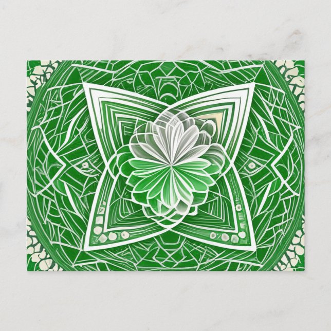 Carte Postale Géométrie sacrée de la fleur celtique verte du cha (Devant)