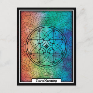 Carte Postale Géométrie Sacrée Personnalisée Mandala coloré