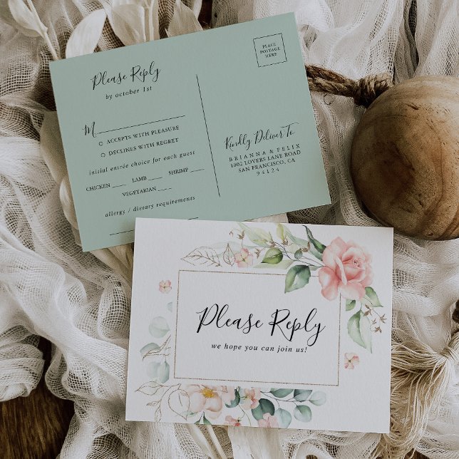 Carte postale Géométrique Gold Green Menu Choix RS (Créateur téléchargé)