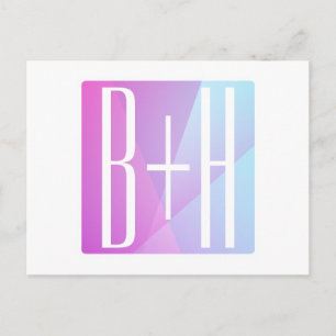 Carte Postale Géométrique Rose & Violet Initiales de Couple