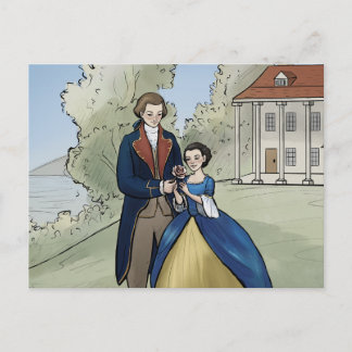 Carte Postale George et Martha Washington jeunes à Mount Vernon