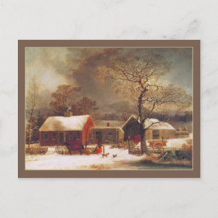 Carte Postale George Henry Durrie Noël hiver à New Haven