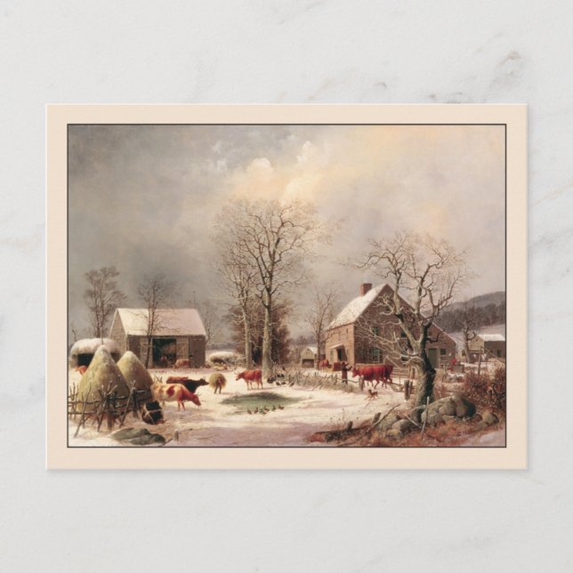 Carte Postale George Henry Durrie Russe Noël Pays (Devant)