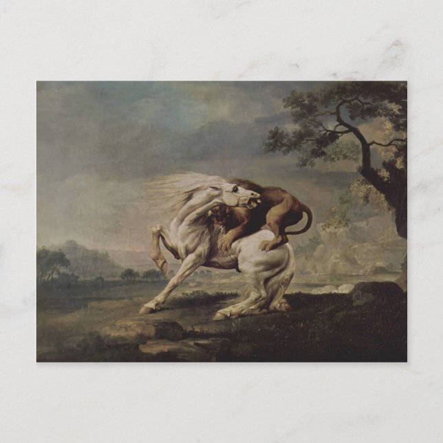 Carte Postale George Stubbs - Lion Attaquer un cheval (Devant)