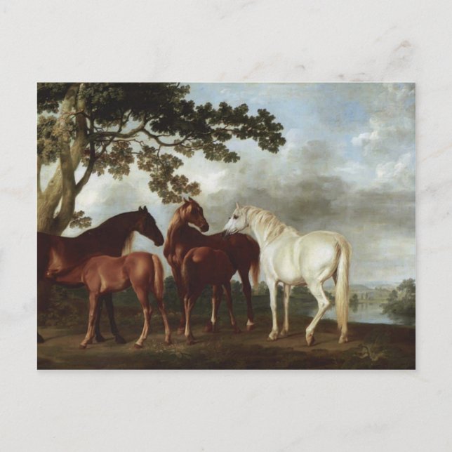 Carte Postale George Stubbs-Mares et Foies dans un paysage fluvi (Devant)