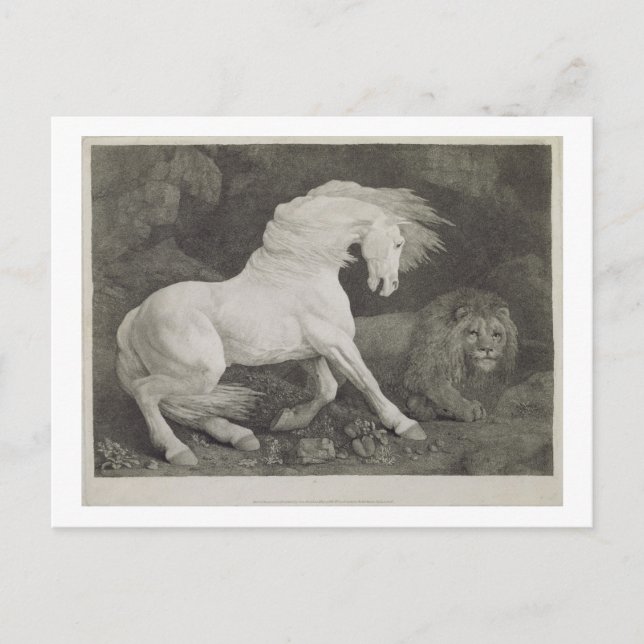 Carte Postale George Stubbs | Un cheval affligé par un lion, eng (Devant)