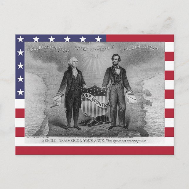 Carte Postale George Washington Abraham Lincoln USA Amérique (Devant)