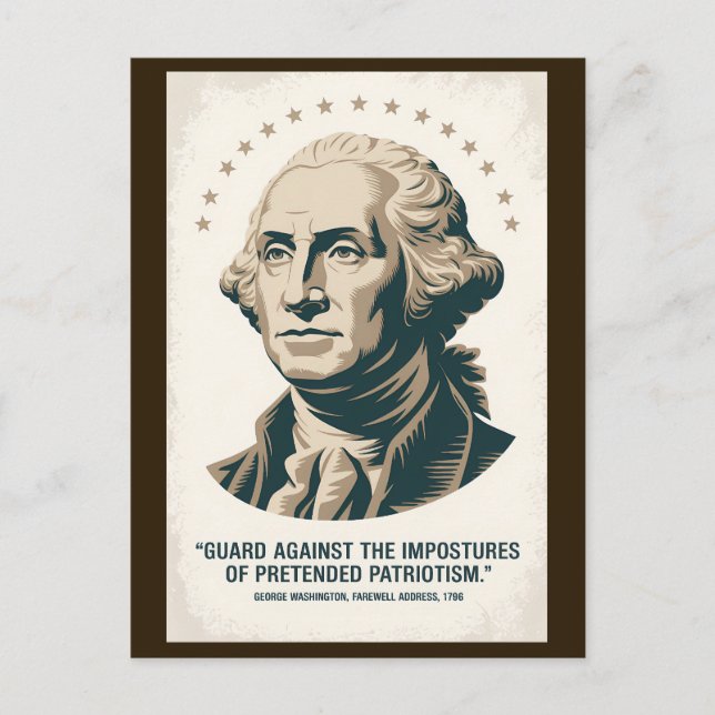 Carte Postale George Washington Quote American President Art (Devant)