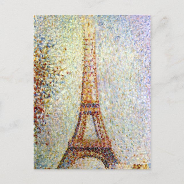 Carte Postale Georges Suerat Tour Eiffel Pointillisme (Devant)