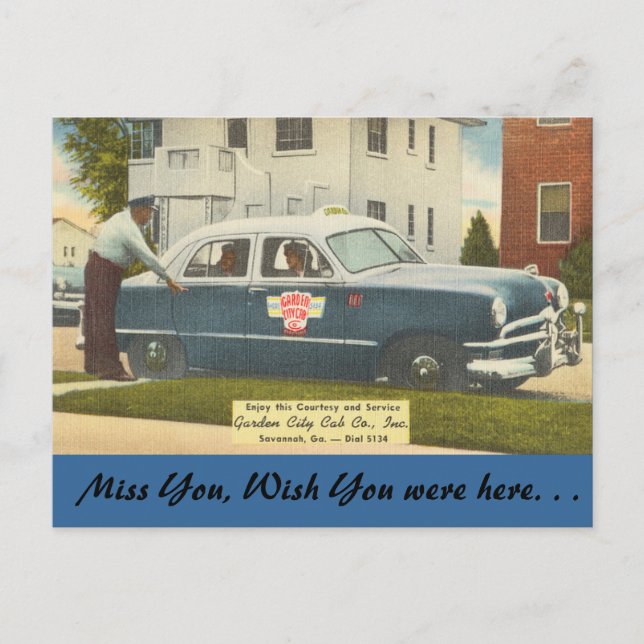 Carte Postale Georgia, City Cab, Savannah (Devant)