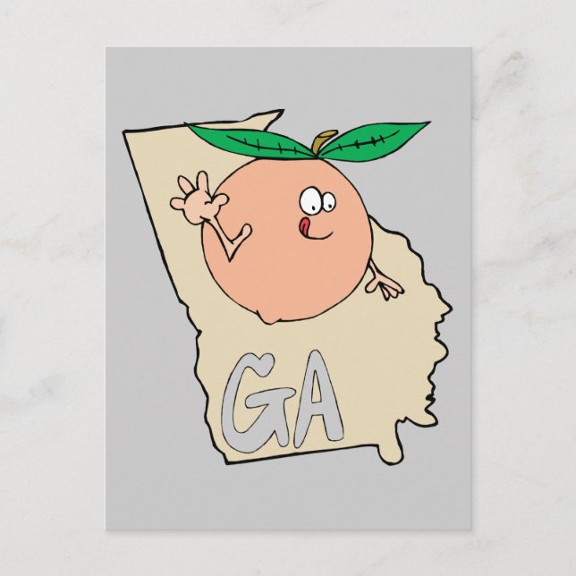 Carte Postale Georgia GA Cartoon Map avec drôle de pêche sourian (Devant)