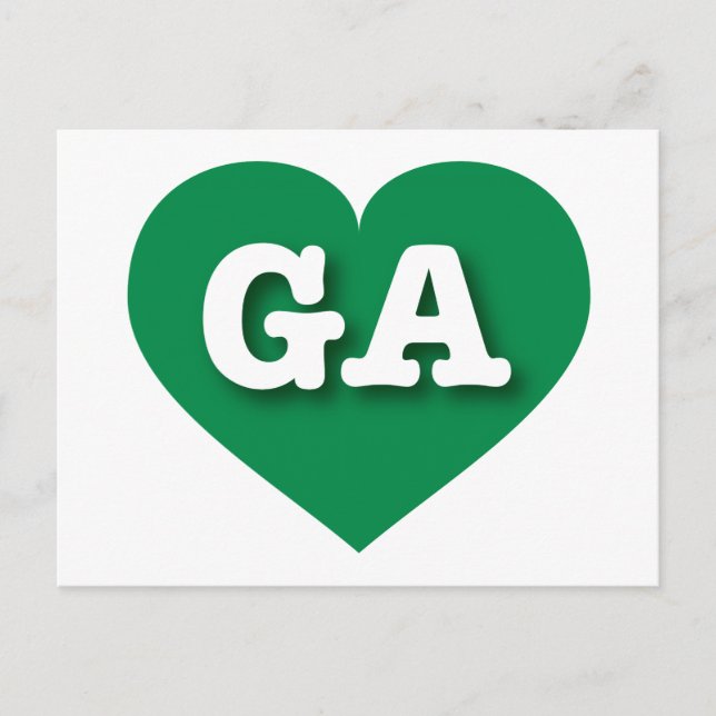 Carte Postale Georgia Green Heart - J'aime GA (Devant)
