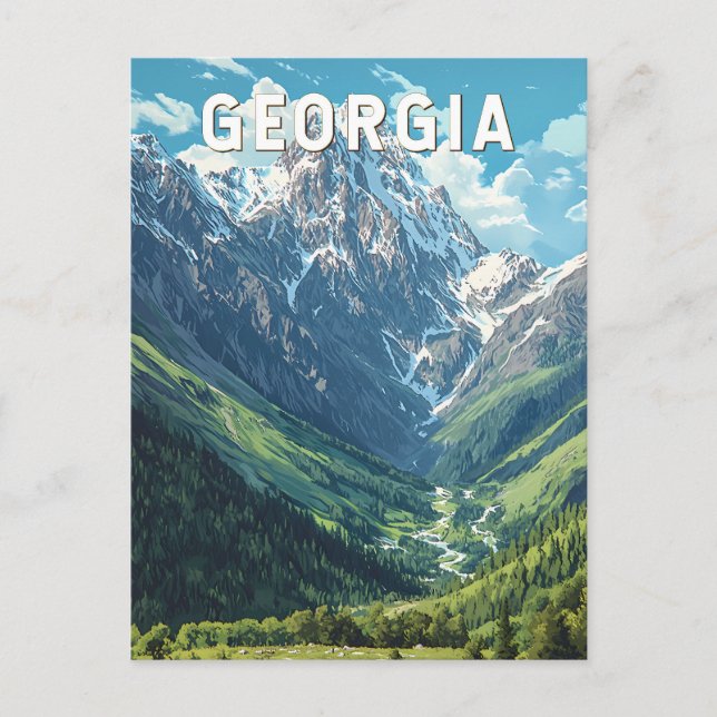 Carte Postale Georgia Illustration Travel Art Vintage (Devant)