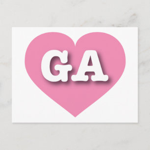 Carte Postale Georgia Pink Heart - J'aime GA