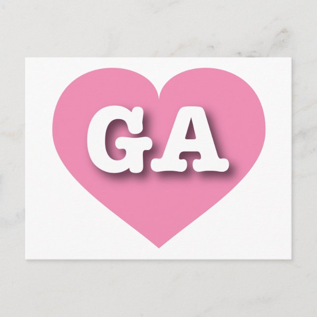 Carte Postale Georgia Pink Heart - J'aime GA (Devant)