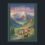 Carte Postale Géorgie Caucase Montagnes Voyage Art Vintage<br><div class="desc">Modèle de voyage vectoriel rétro de Géorgie. Des rues pavées de Tbilissi aux sommets envolés du Caucase,  la Géorgie offre une expérience de voyage unique et accueillante.</div>