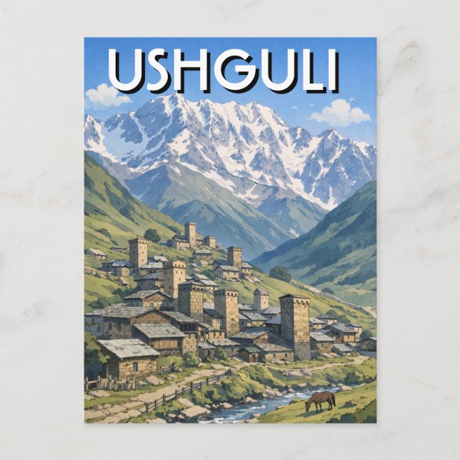 Carte Postale Géorgie Ushguli Voyage (Devant)