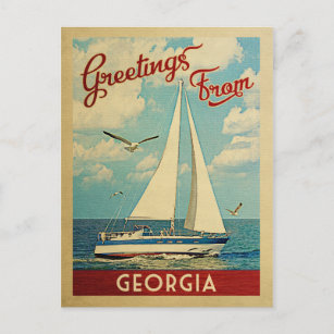 Carte Postale Géorgie Vintage voyage de voilier