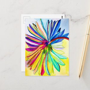 Carte Postale Gerbera arc-en-ciel fleur colorée 