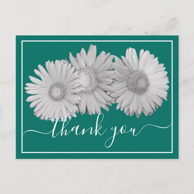 Carte Postale Gerbera Daisies Fond Vert Merci (Devant)