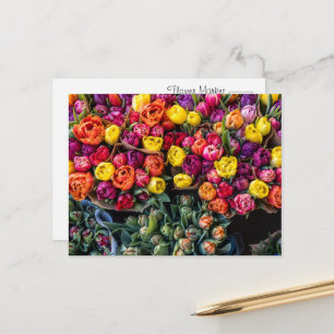Carte Postale Gerbes de fleurs à vendre – Marché floral vibrant