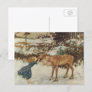 Carte Postale Gerda et le renne vintage par Edmund Dulac