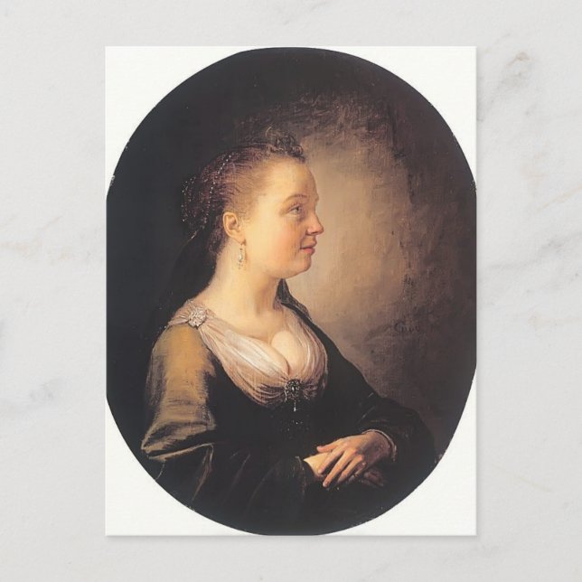 Carte Postale Gerrit Dou - Portrait d'une jeune femme (Devant)